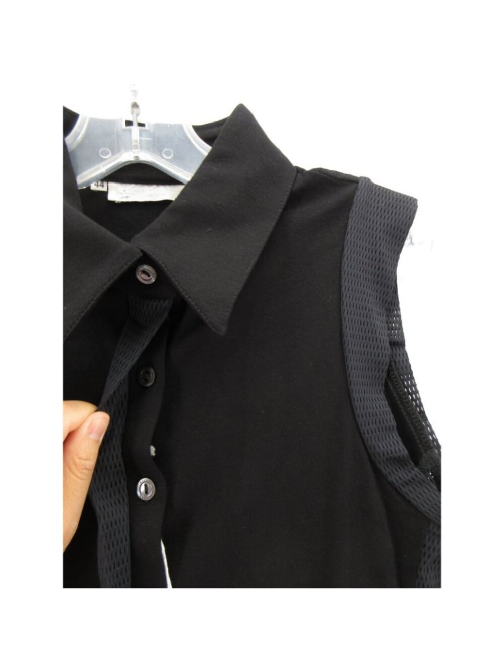 Rayure Top 44 Blouse Tank Button Up Sport Chic Mesh Trim US 12 NEW - Picture 6 of 12